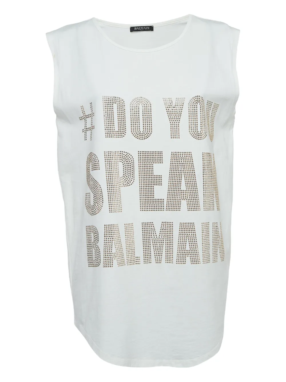 Balmain Pre-Owned slogan-embellished tank top | White | Image 1