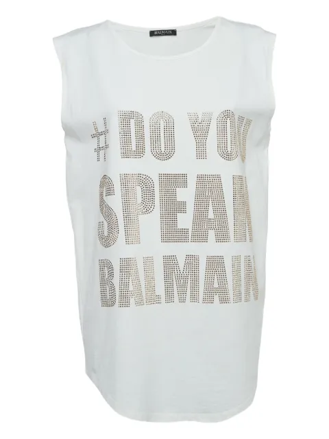 Balmain Pre-Owned slogan-embellished tank top