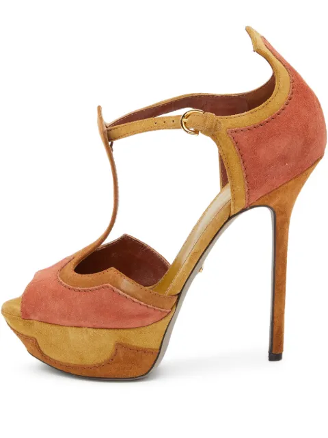 Sergio Rossi Vintage 140mm suede colourblock platform sandals