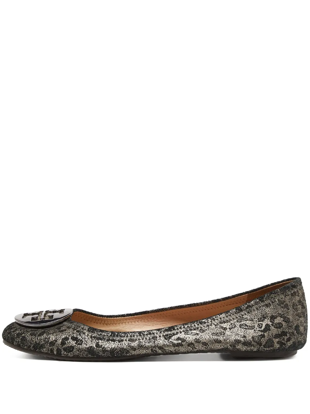 Tory Burch pre-owned Reva leopard-print embellished ballet flats | Black | Image 1
