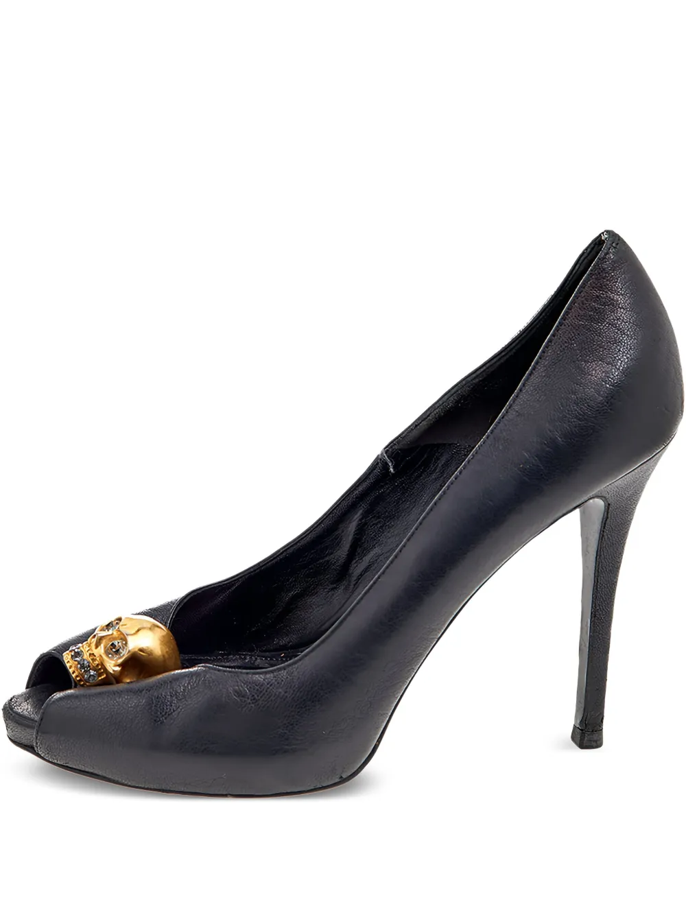 110mm leather heeled pumps