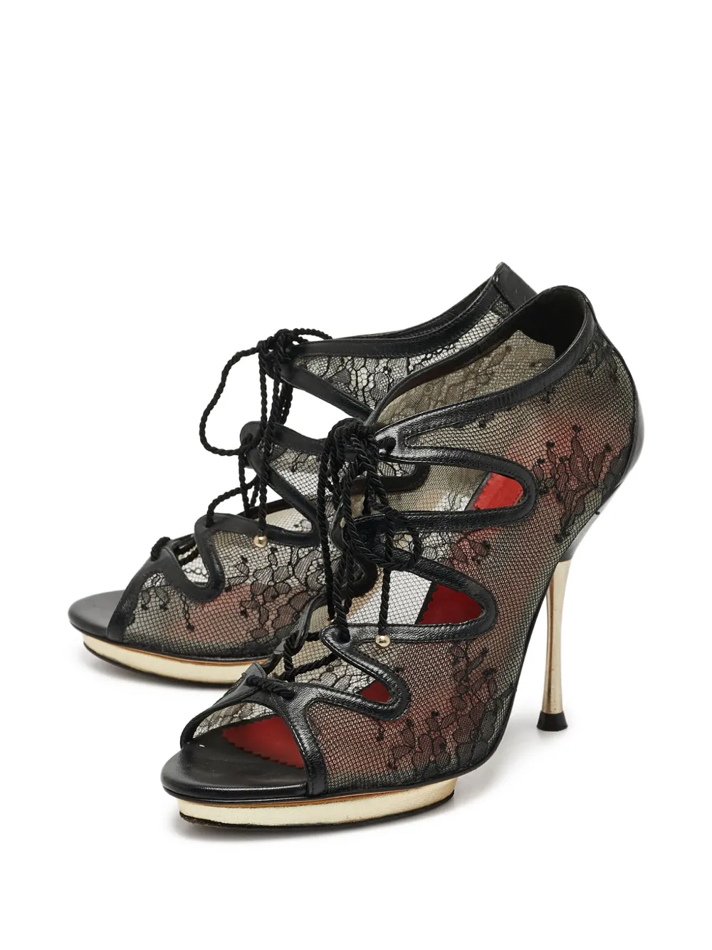 Carolina Herrera Vintage pre-owned 110mm lace-up mesh sandals | Image 2