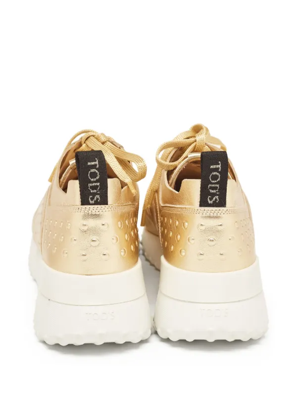 Tod's Vintage Perforated Sneakers Gold FARFETCH JO