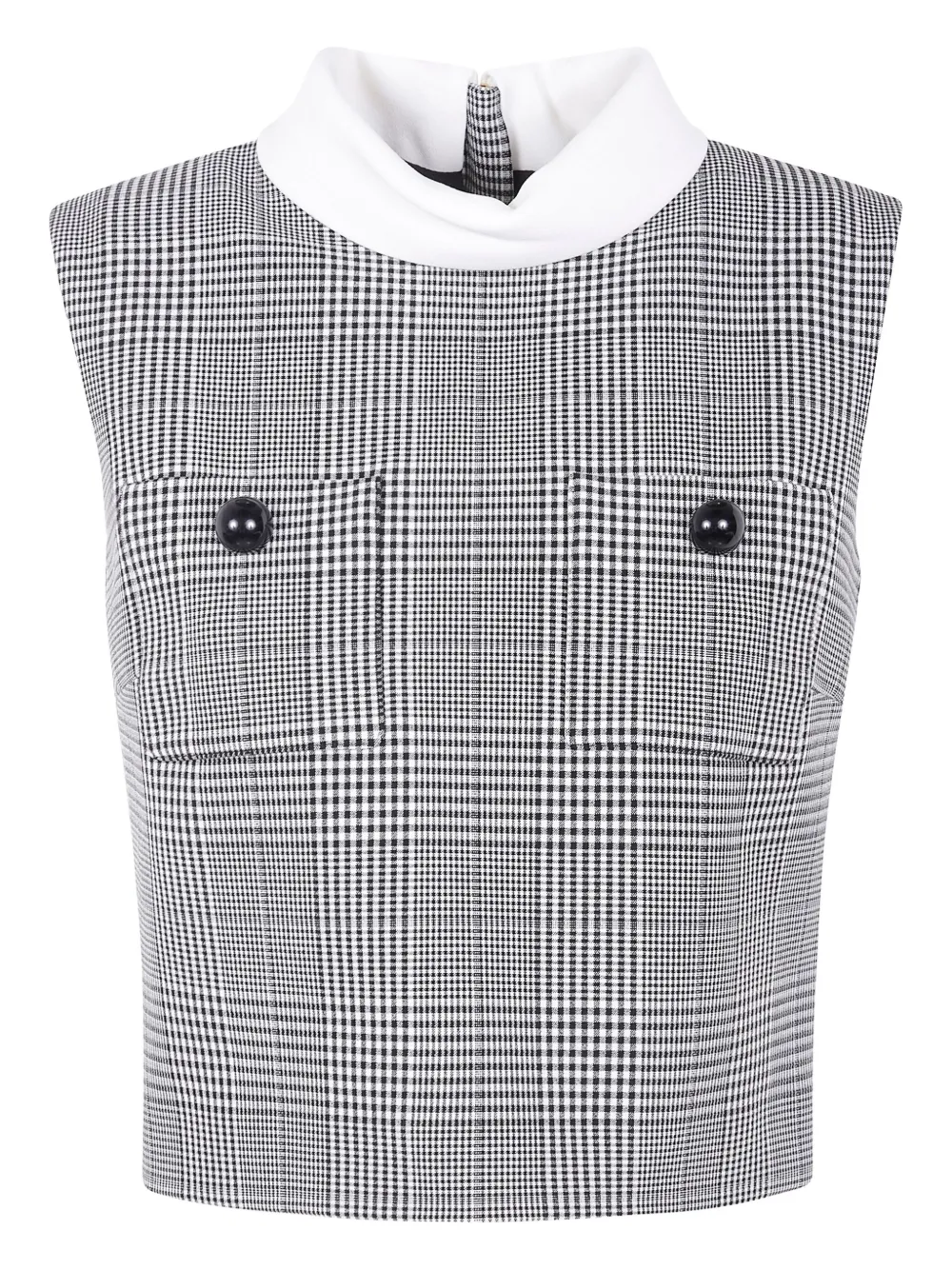 Self-Portrait Geruit cropped gilet Zwart