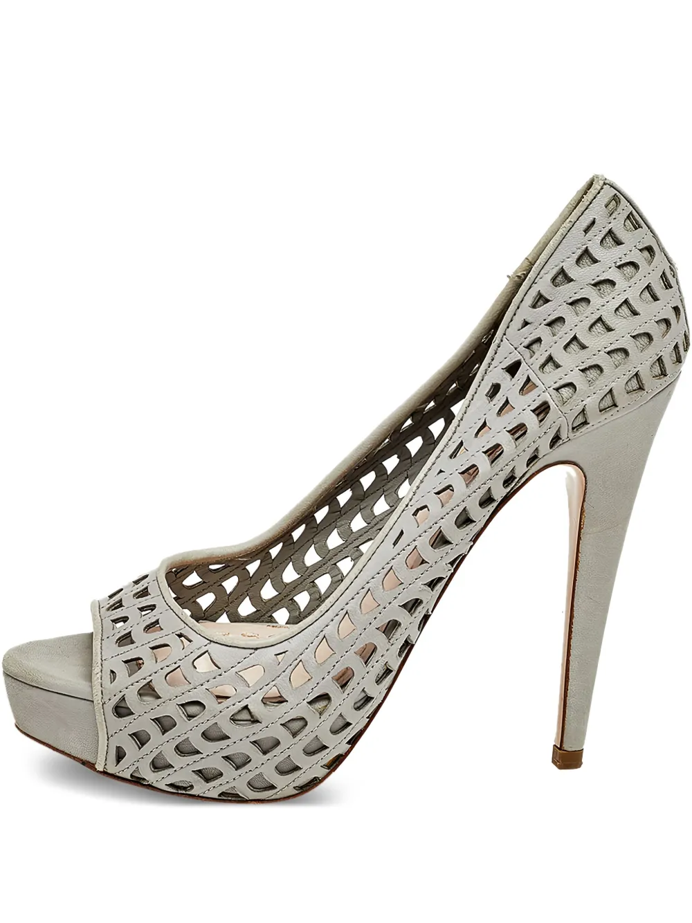 Miu Miu Pre-Owned 130mm laser-cut peep-toe pumps | Grey | Image 1