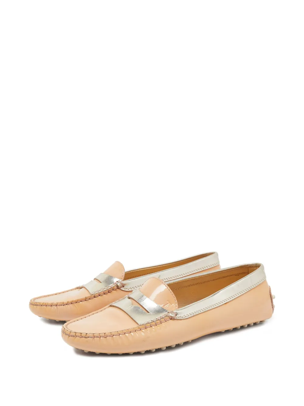 Tod's Vintage Pre-owned metallic verfraaide loafers - Beige