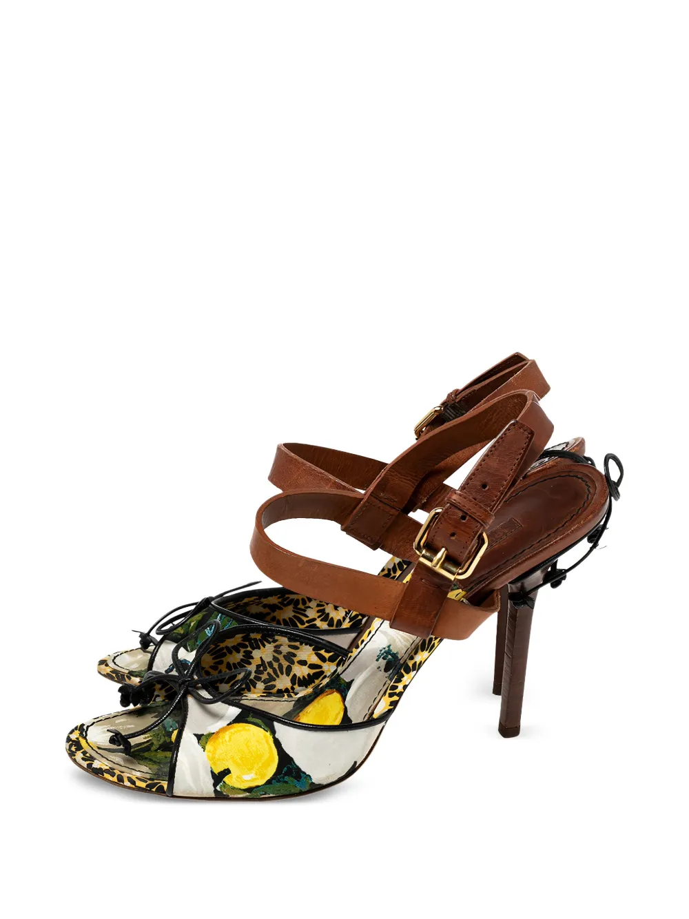Louis Vuitton Pre-Owned 105 mm sandalen met enkelbandje en citroenprint - Bruin
