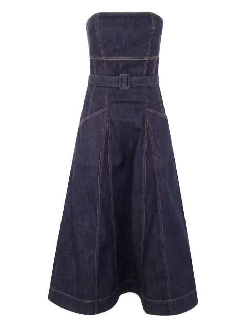 Self-Portrait robe bustier mi-longue à taille ceinturée