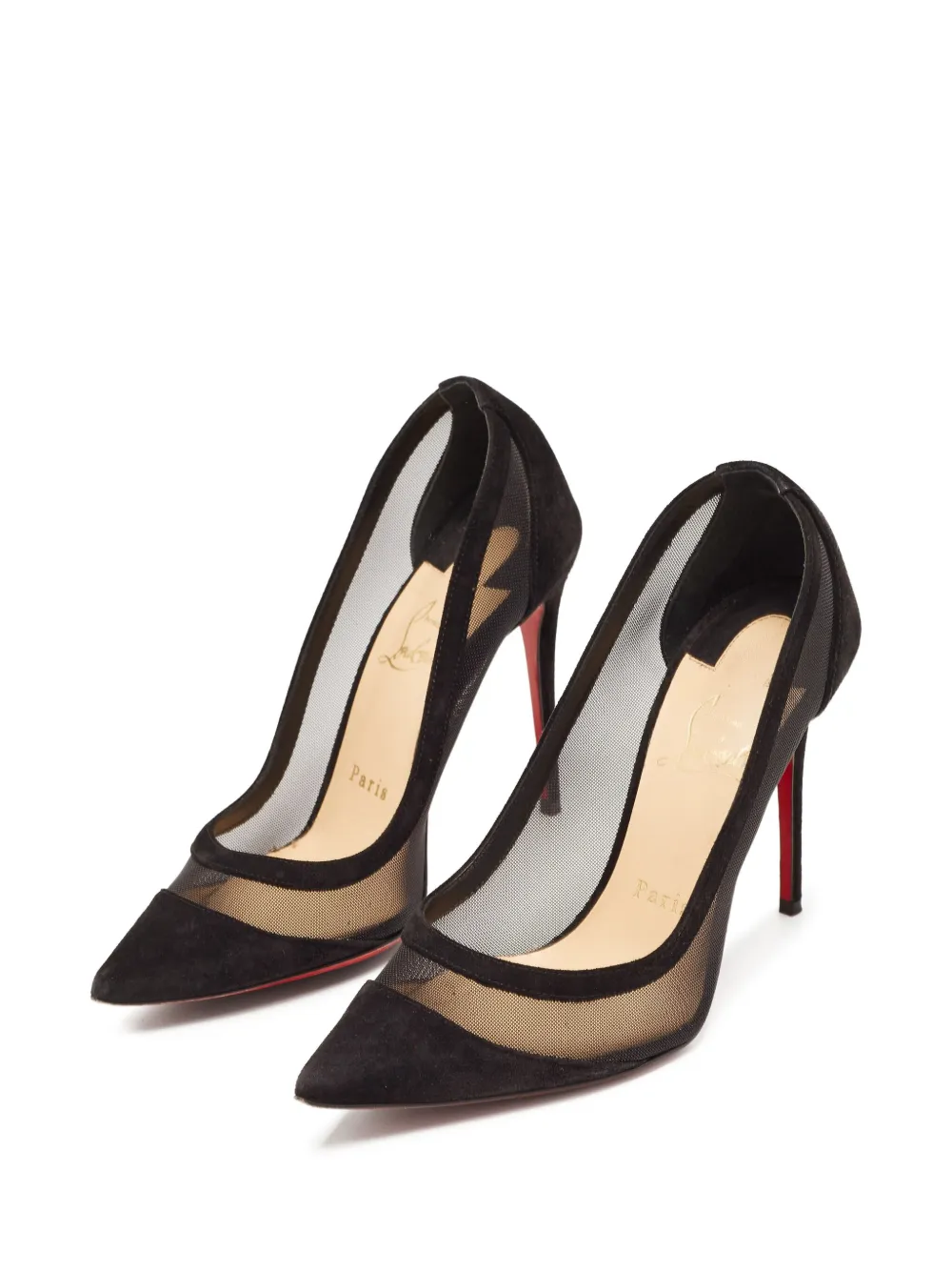Christian Louboutin Pre-Owned 110 mm Galaviti stiletto pumps met mesh vlakken - Zwart