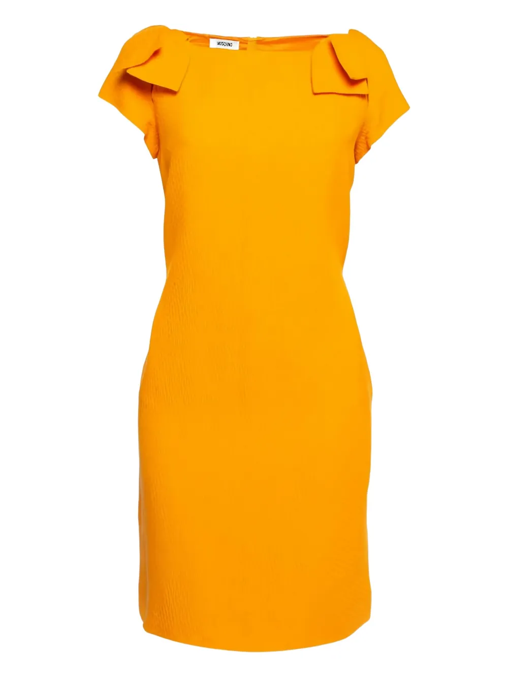 Pre-owned Moschino Draped-shoulders Midi Dress In Orange