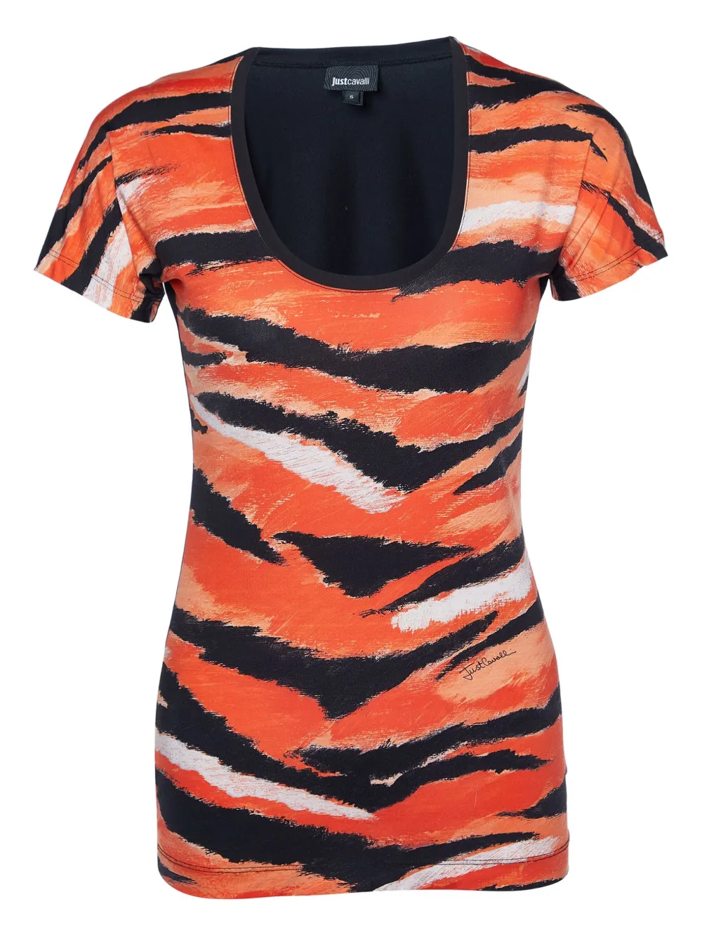 Just Cavalli Vintage tiger-print scoop neck T-shirt - オレンジ Just Cavalli Vintage tiger-print scoop neck T-shirt - オレンジ