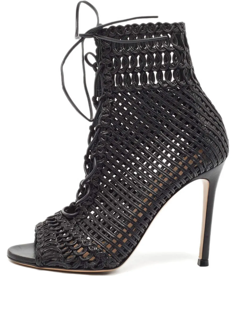 Gianvito Rossi pre-owned woven leather lace-up sandals | Black | Image 1
