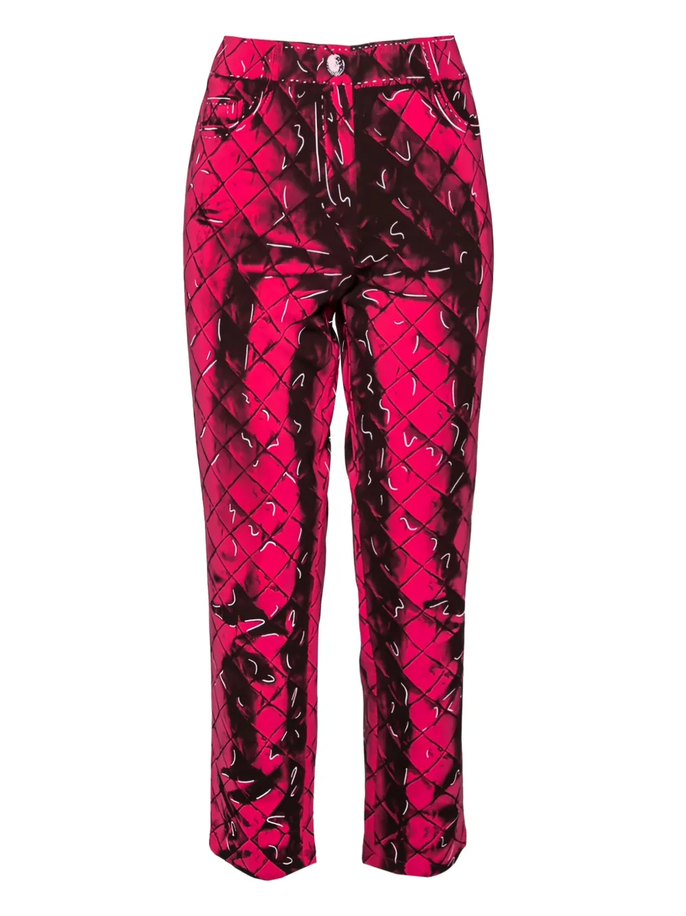Moschino Pre-Owned 2024 quilted artistic-print trousers | Pink | Image 1