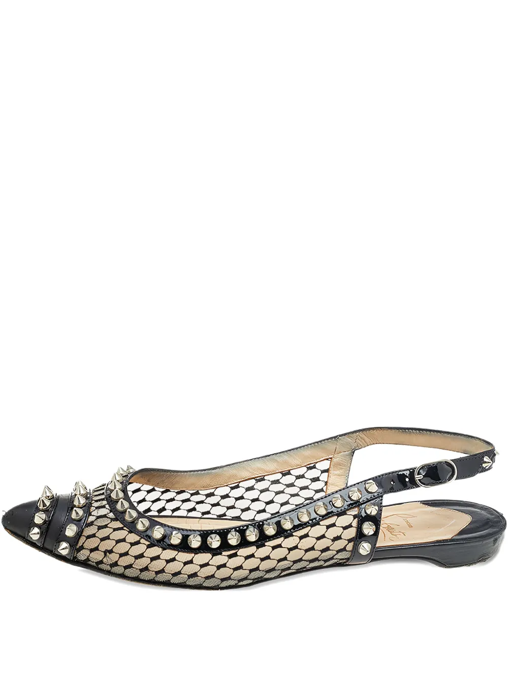 Christian Louboutin Pre-Owned patent leather studded slingback ballet flats – Black