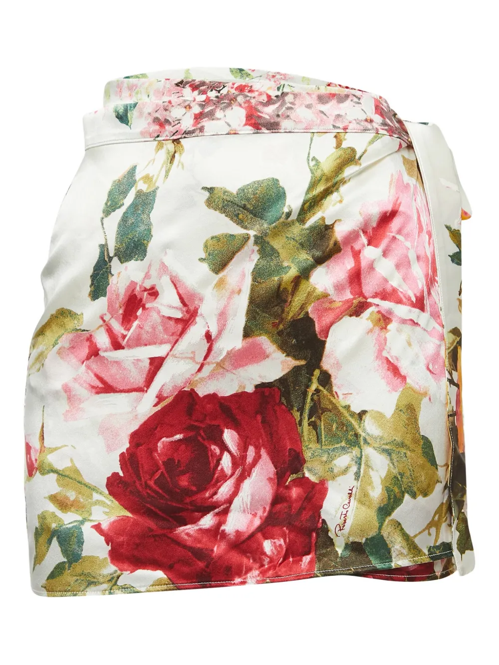 Roberto Cavalli Vintage Minigonna con stampa rose - Bianco