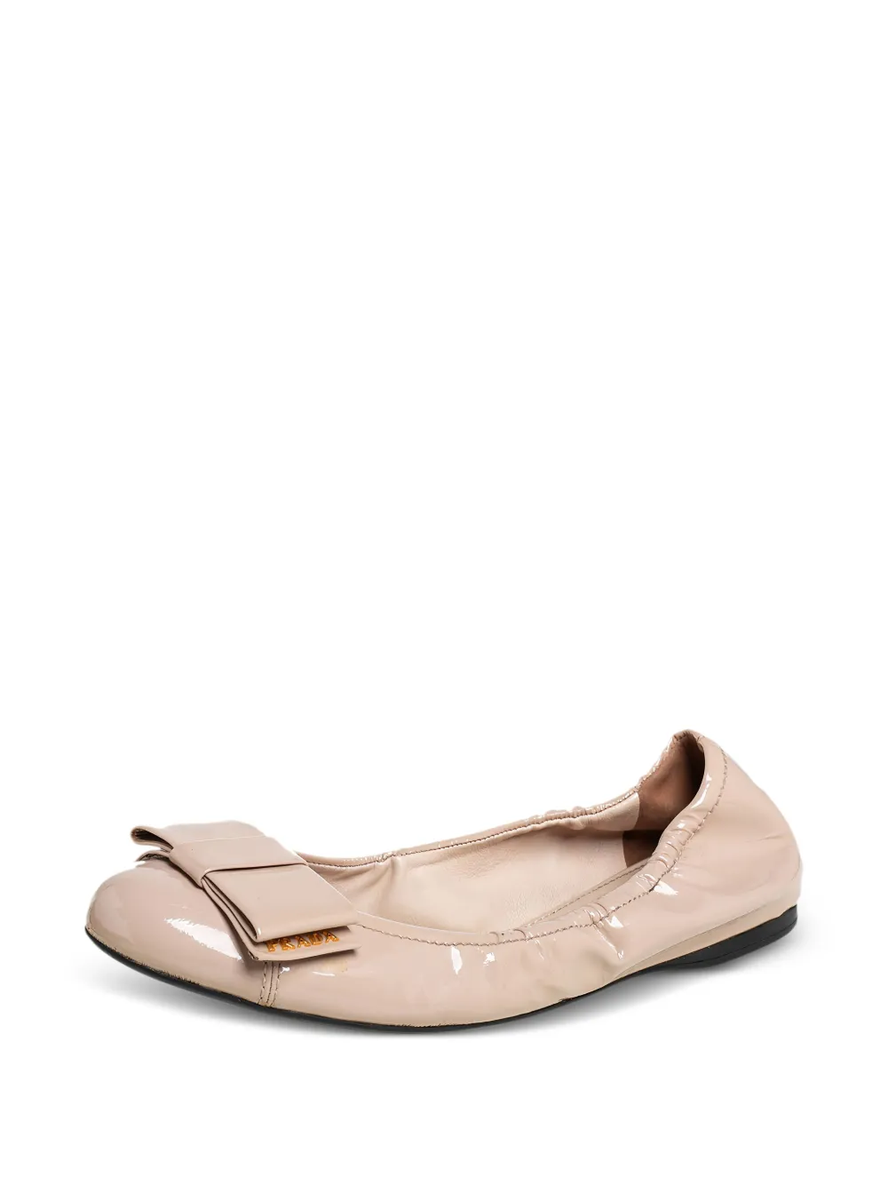 Prada Pre-Owned Gelakte ballerina's met strik - Beige