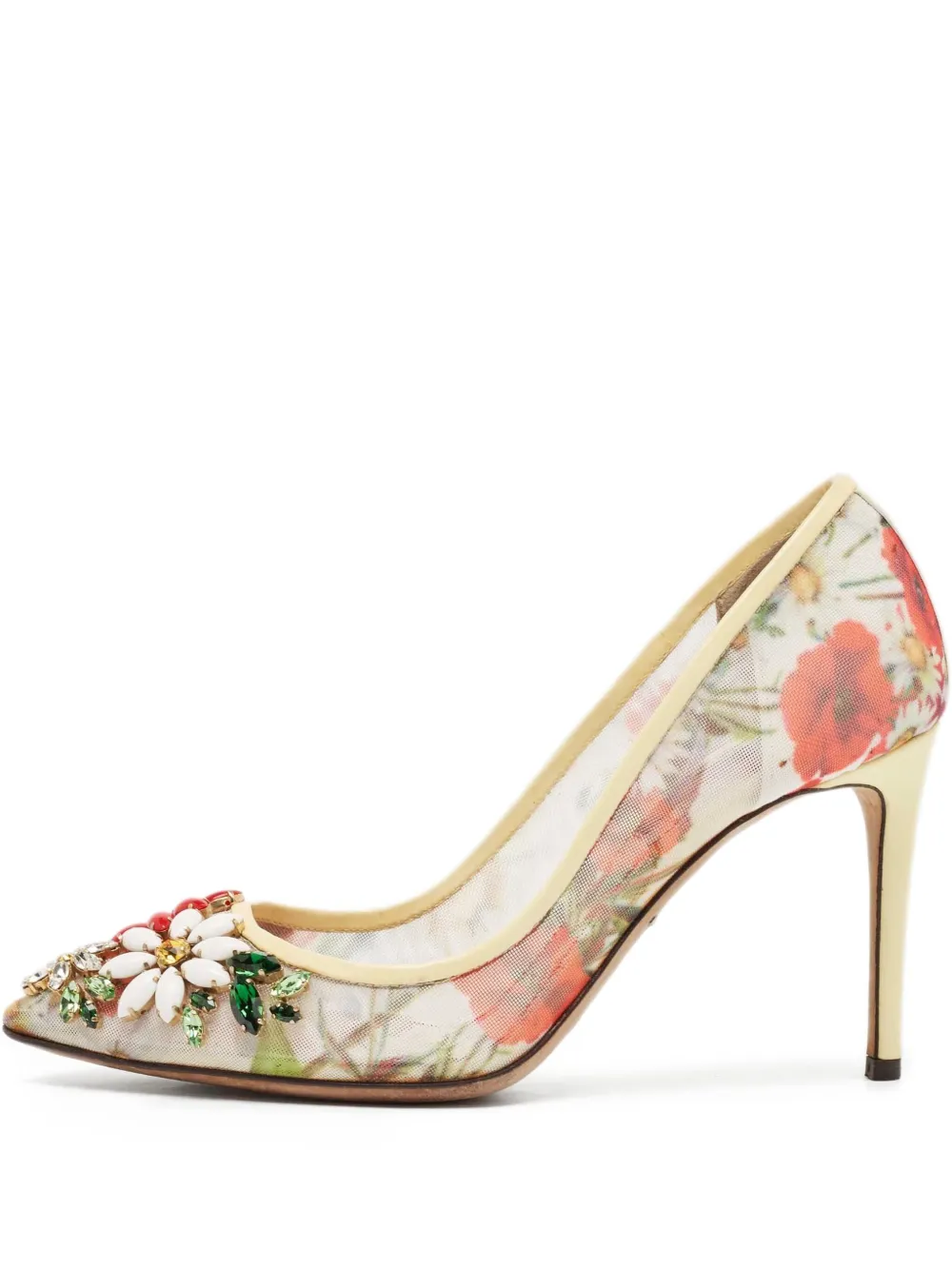 Dolce & Gabbana Pre-Owned floral-embellished pointed-toe pumps | White | Image 1