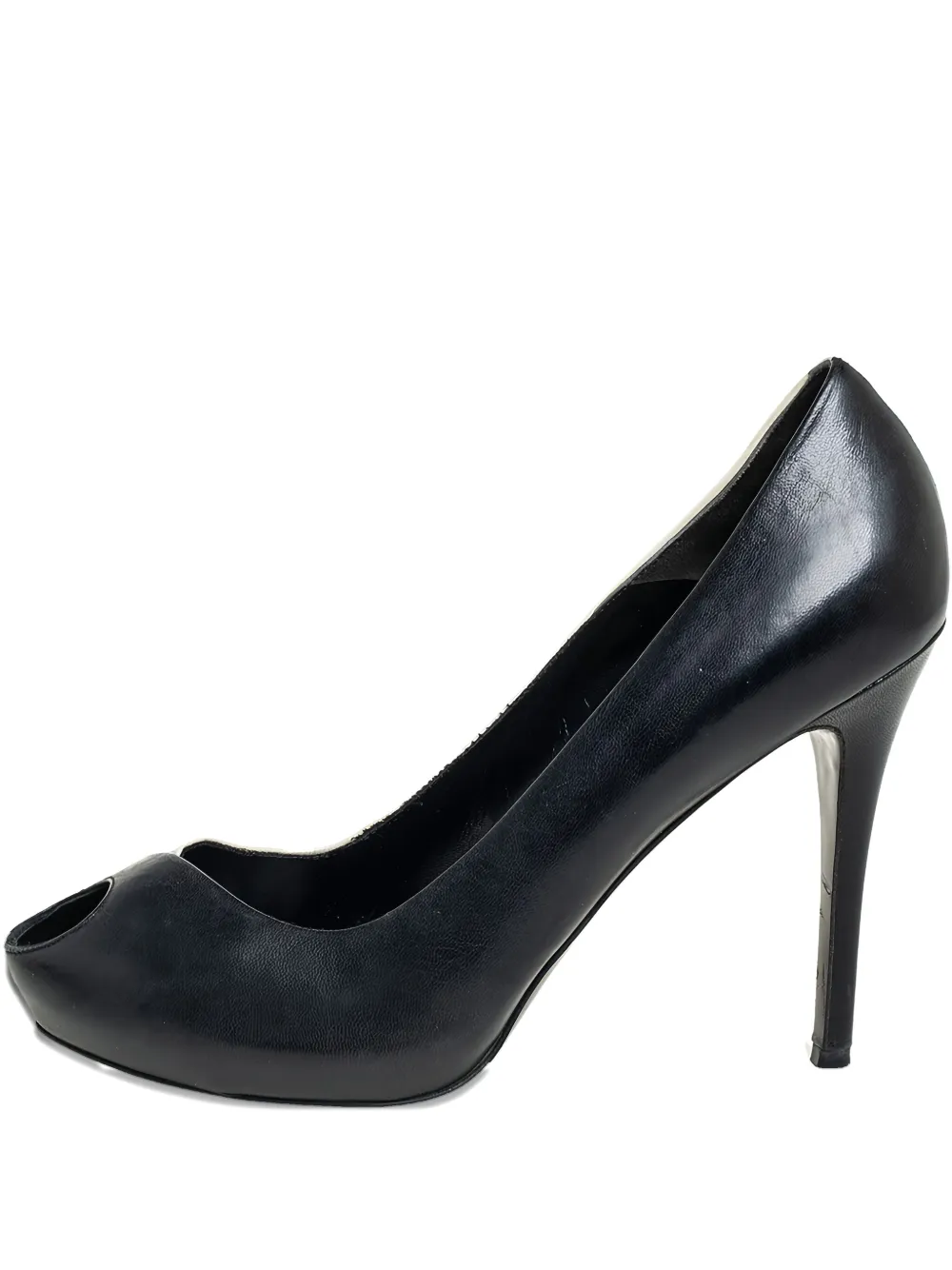 peep-toe leather pumps