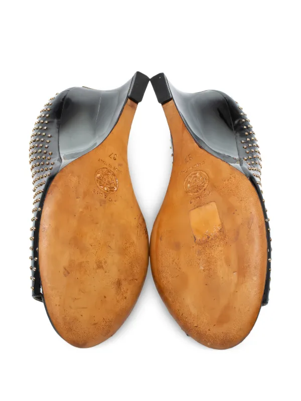 Versace Pre-Owned 80mm Studded Leather Wedges Black FARFETCH PH