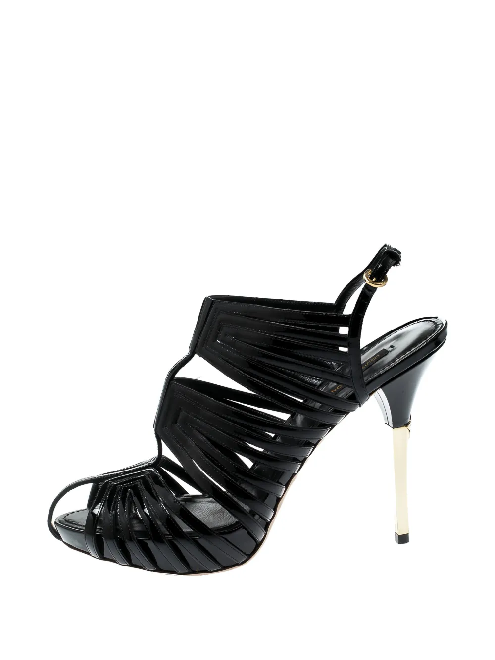 Louis Vuitton Pre-Owned 120 mm lakleren slingback sandalen - Zwart