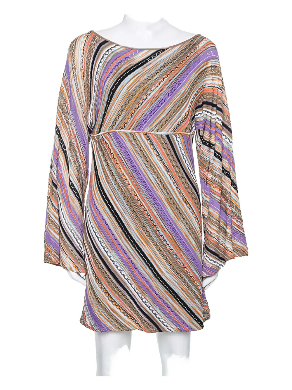 Pre-owned Missoni 2023 Knit Chevron Mini Dress In Neutral