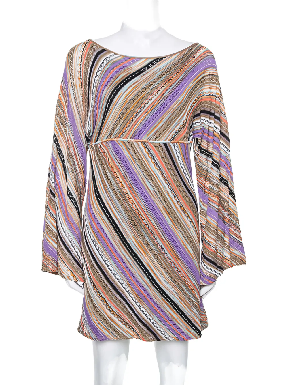 Pre-owned Missoni 2023 Knit Chevron Mini Dress In Neutral