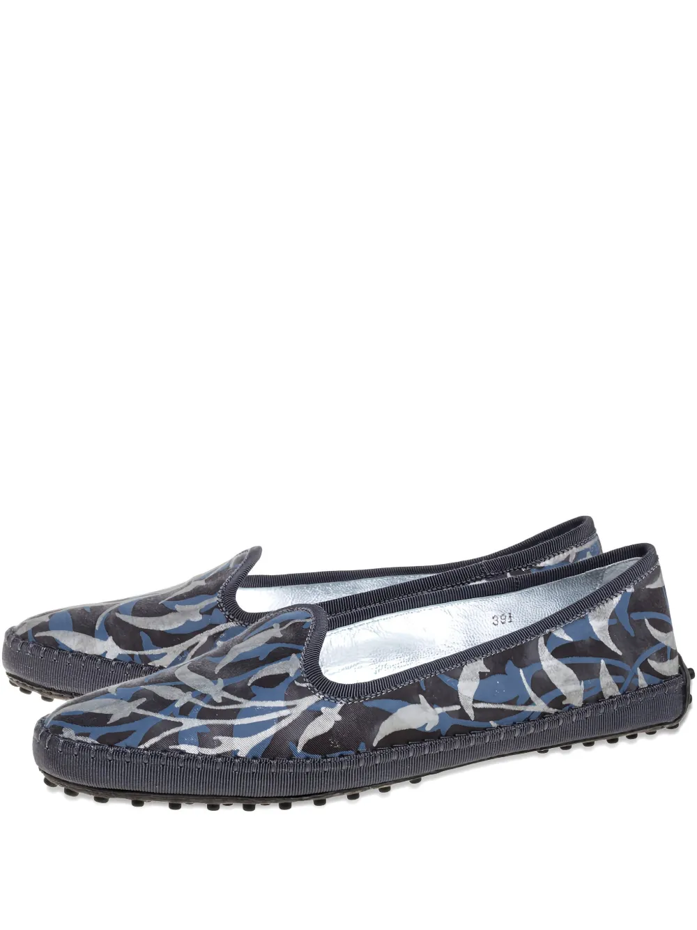 Pre-owned Tod's Vintage Gommino Floral-print Slip-on Sneakers
