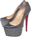Christian Louboutin Pre-Owned 150mm Daffodile glittered platform pumps - Silver