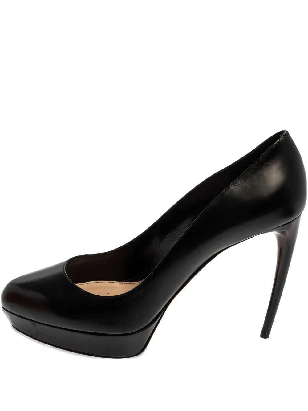 115mm leather heeled pumps