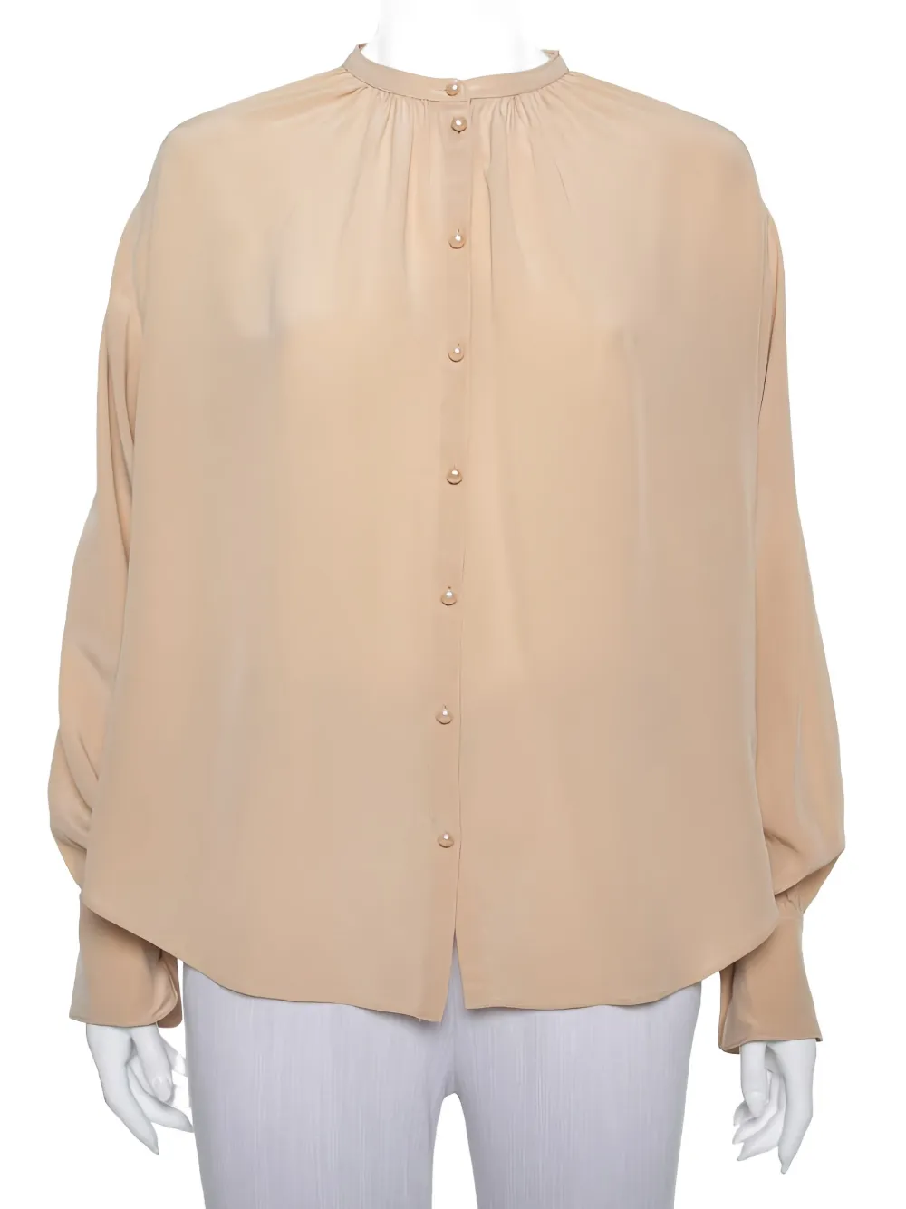 Pre-owned Joseph Pearl-button Silk Blouse In Neutral