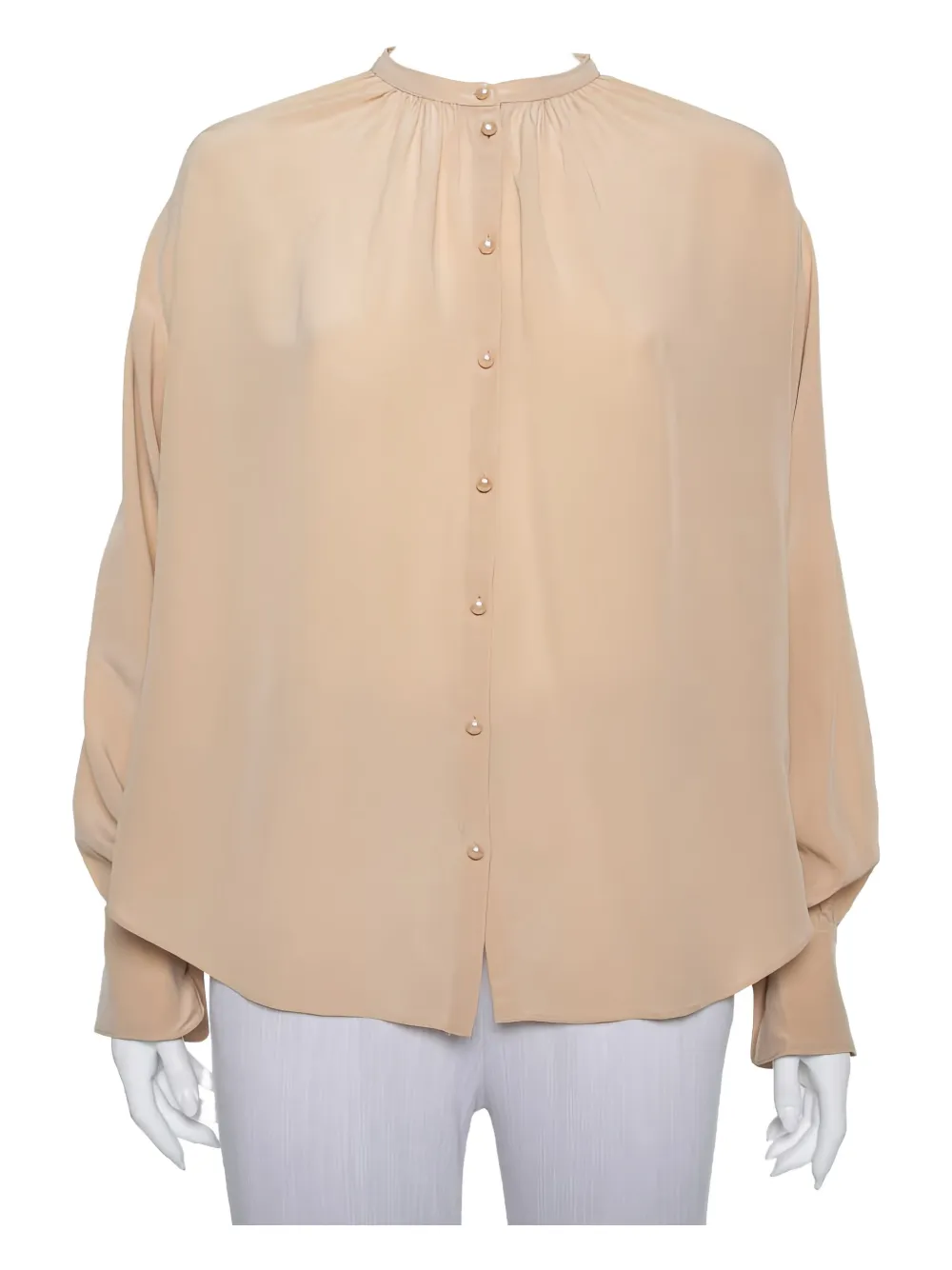 Pre-owned Joseph  Pearl-button Silk Blouse In Neutral