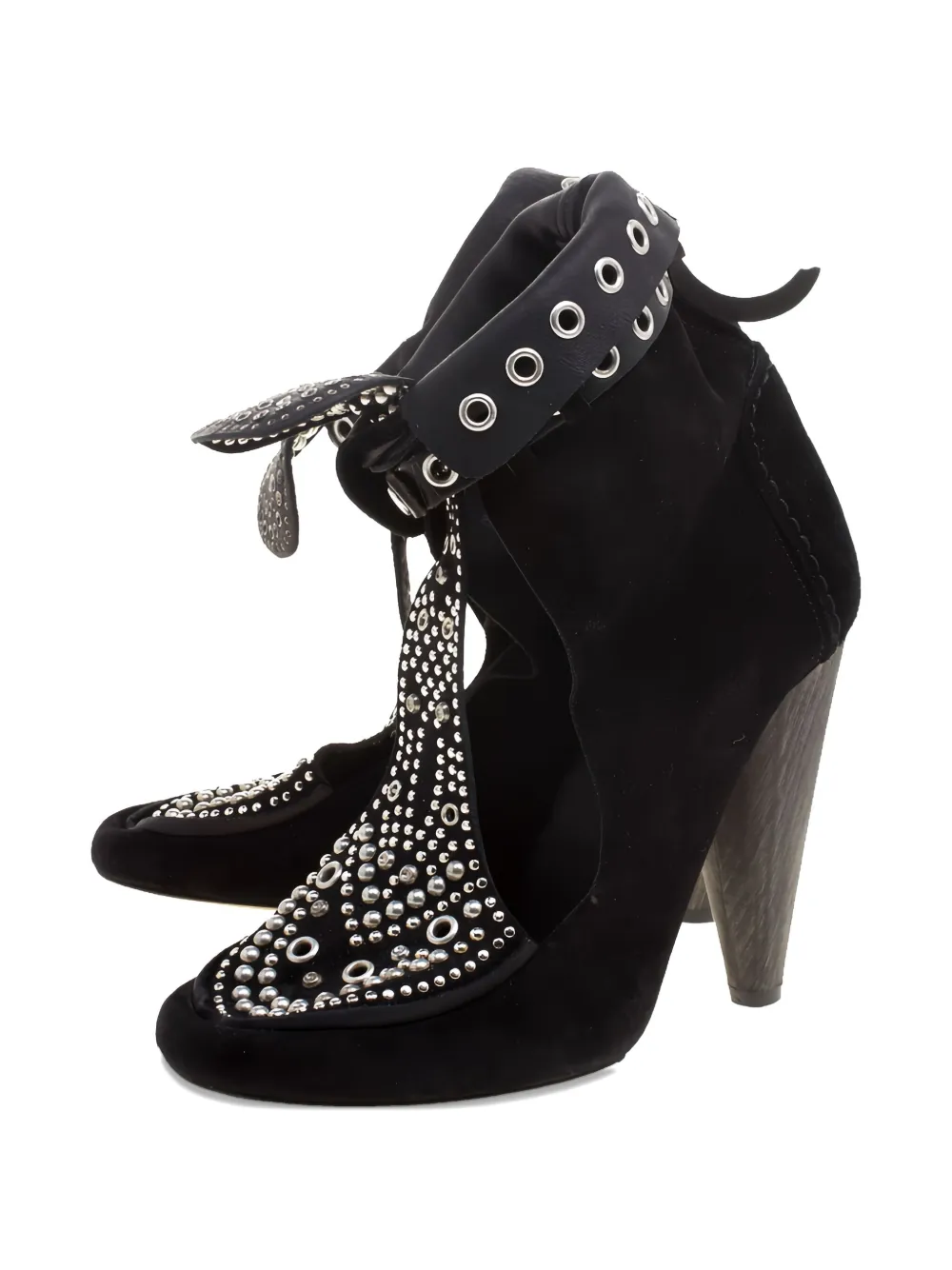 Isabel Marant Vintage Pre-owned 115 mm laarzen met studs en uitgesneden details - Zwart