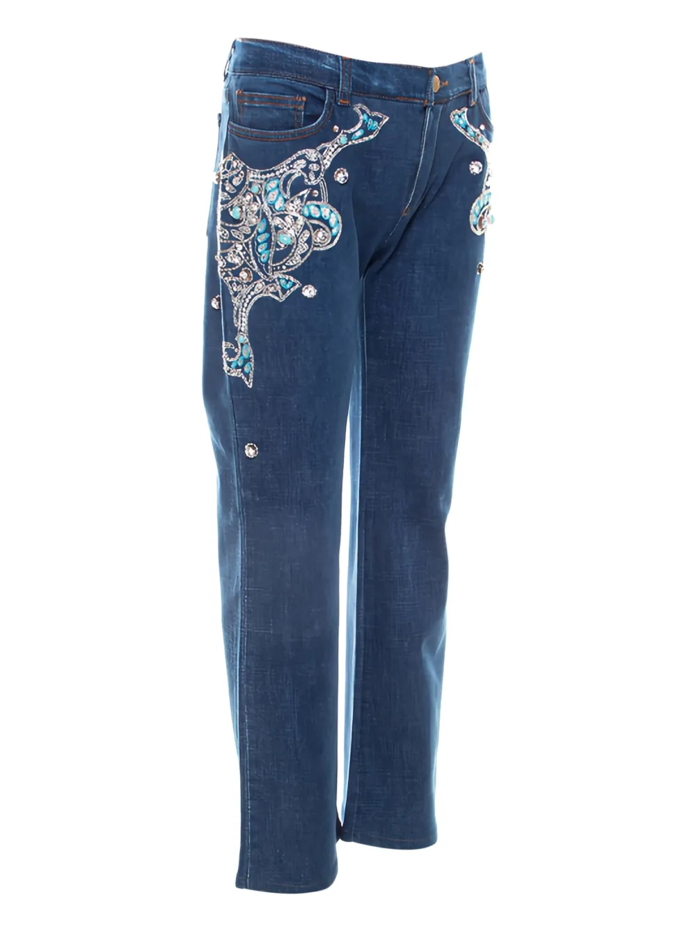 Roberto Cavalli Jeans verfraaid met kristallen - Blauw