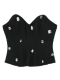 David Koma crystal-embellished corset top - Black