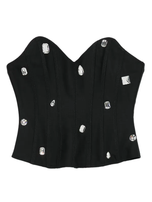David Koma Crystal-embellished Corset Top in Black
