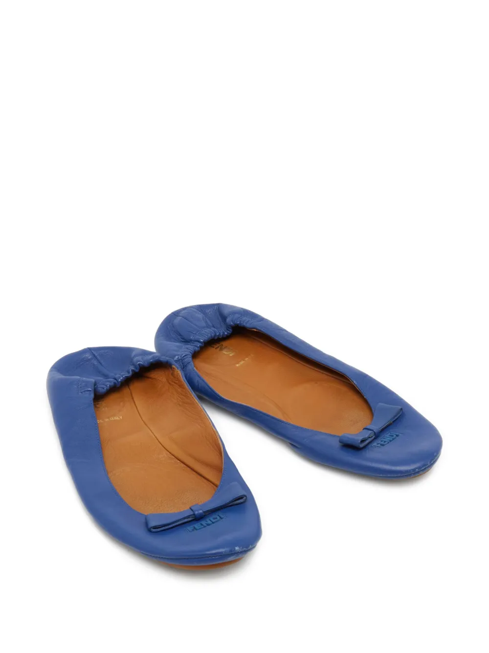 Fendi Pre-Owned logo-lettering leather ballet flats | Pre-Owned | Image 2