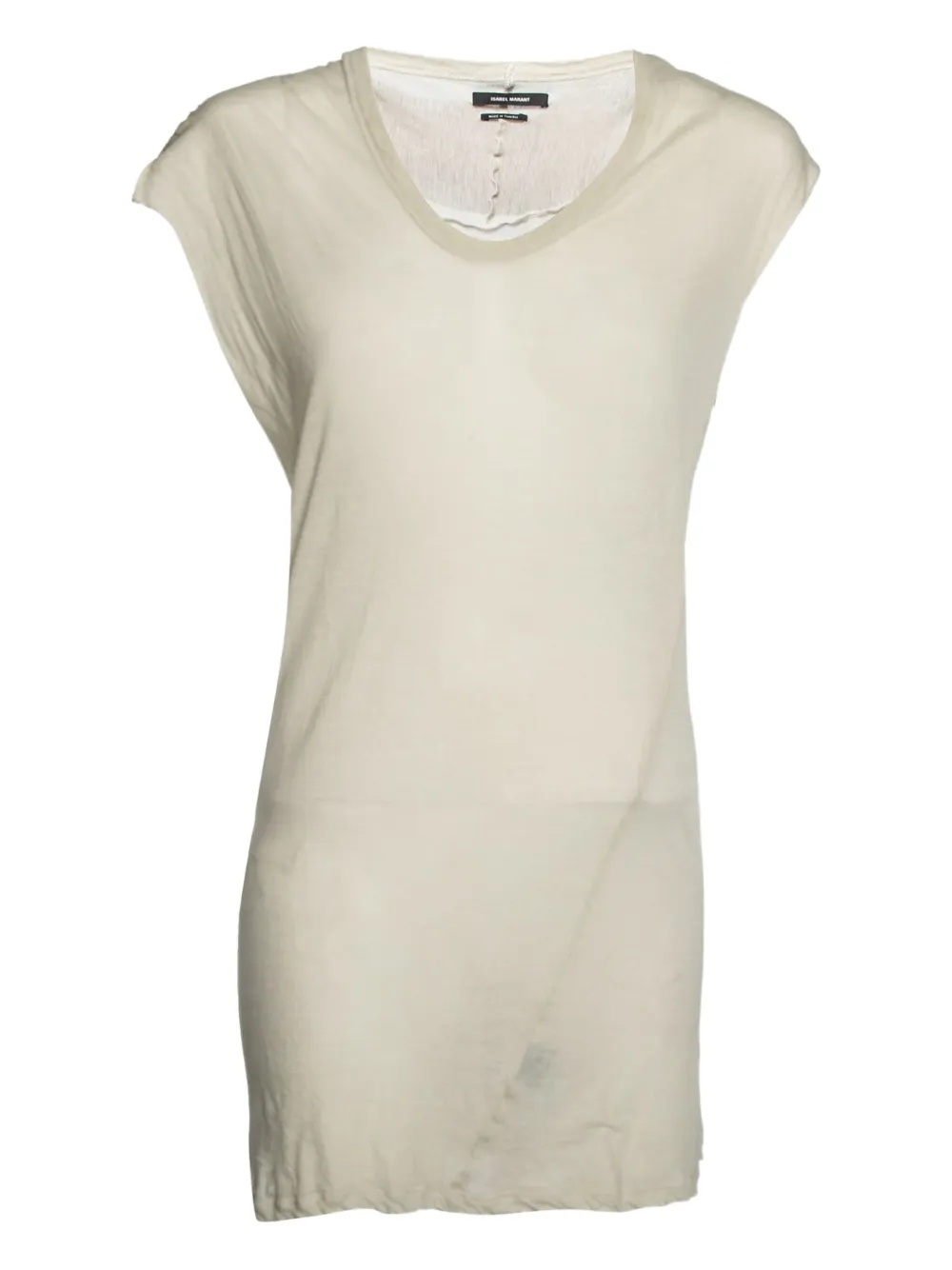 Isabel Marant Vintage scoop-neck cap-sleeve dress - Neutrals