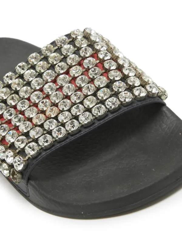 Gucci Pre-Owned rhinestone-embellished Leather Sandals Silver FARFETCH  IN