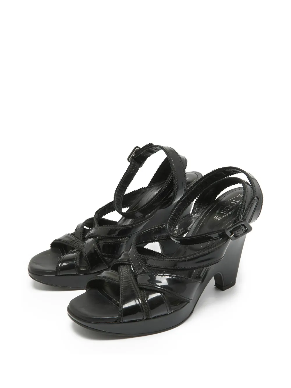 Tod's Vintage 105 mm lakleren sandalen met sleehak - Zwart