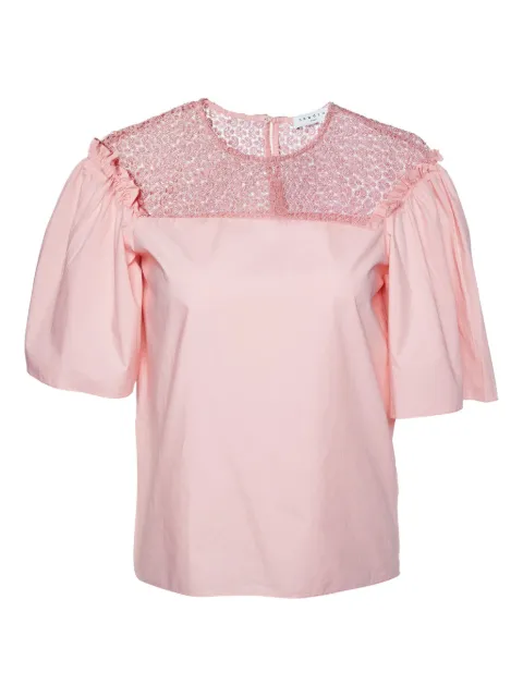 SANDRO pre-owned ruffled lace-yoke blouse