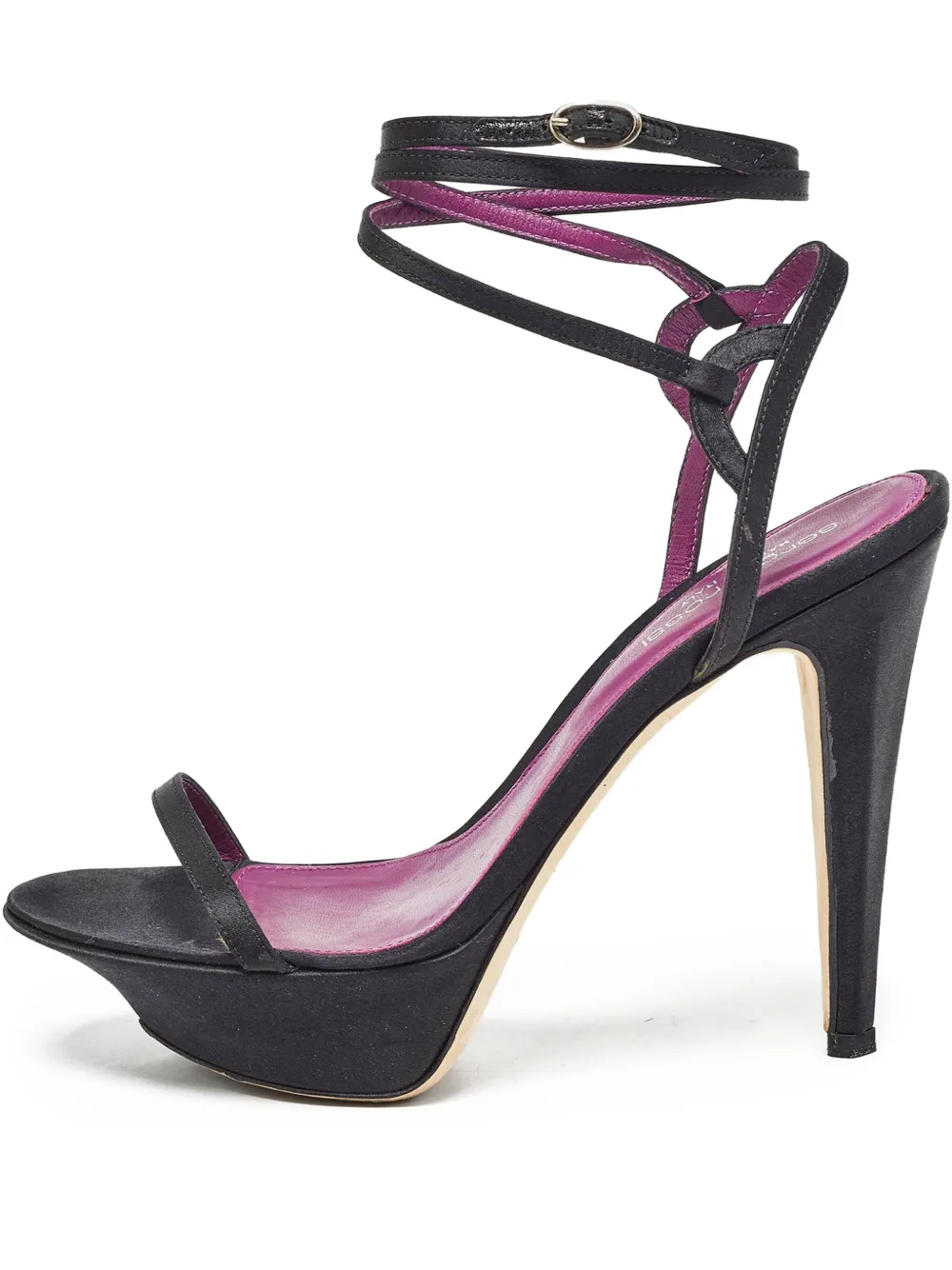 Pre-owned 120mm platform satin sandals