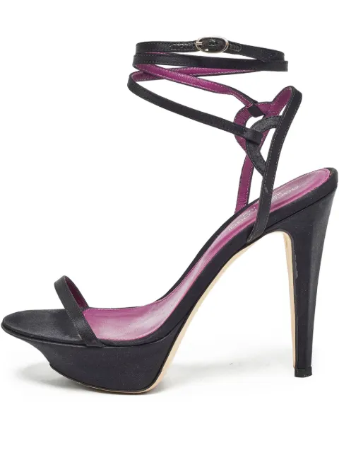 Sergio Rossi Vintage sandalias de satén con plataforma de 120mm de archivo
