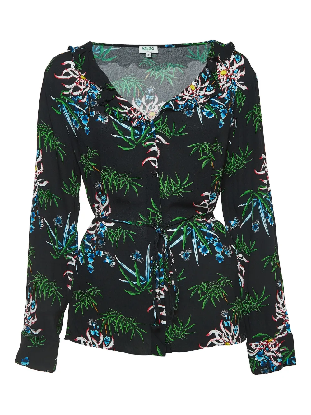 Kenzo Pre-Owned Top a fiori in viscosa 2024 - Nero