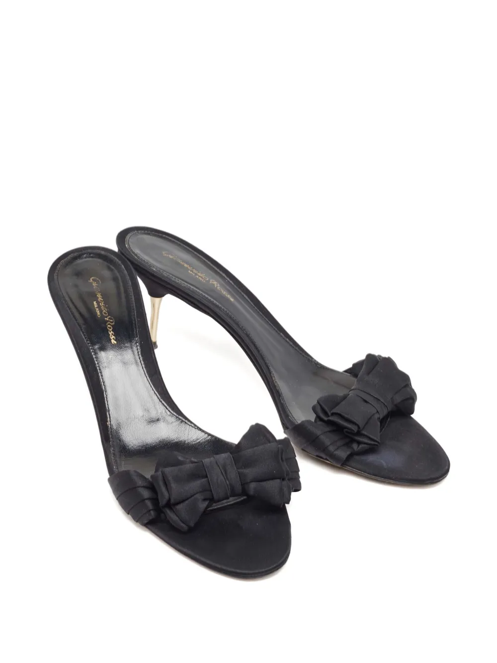 Gianvito Rossi Satijnen sandalen met strik - Zwart