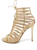 Gianvito Rossi 125MM pre-owned lace-up cage sandals - Gold