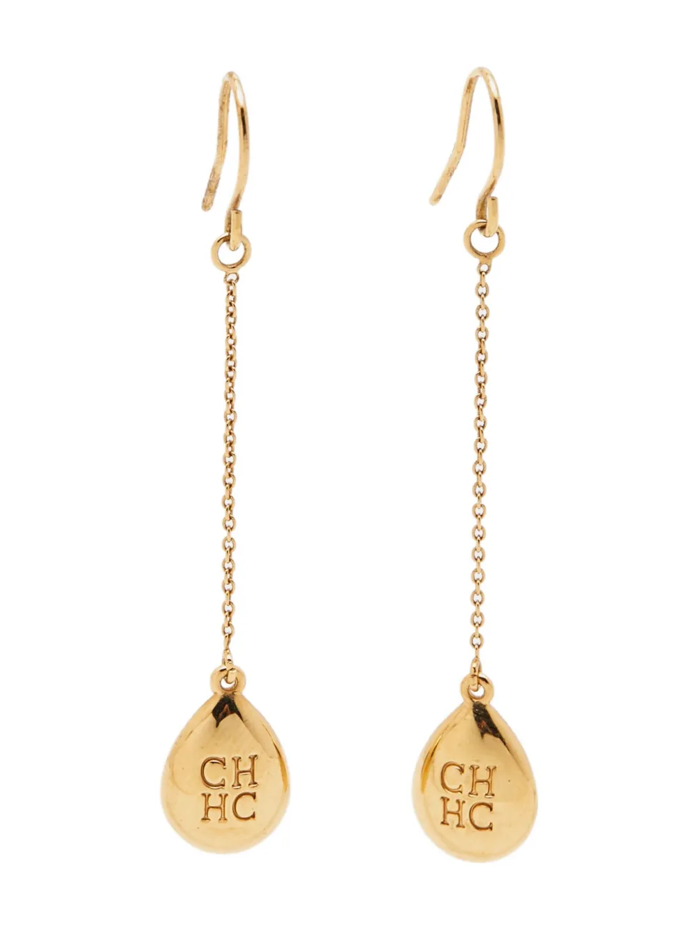 Carolina Herrera Vintage pre-owned logo-engraved dangle earrings | Gold | Image 1