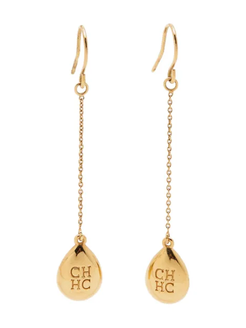Carolina Herrera Vintage pre-owned logo-engraved dangle earrings
