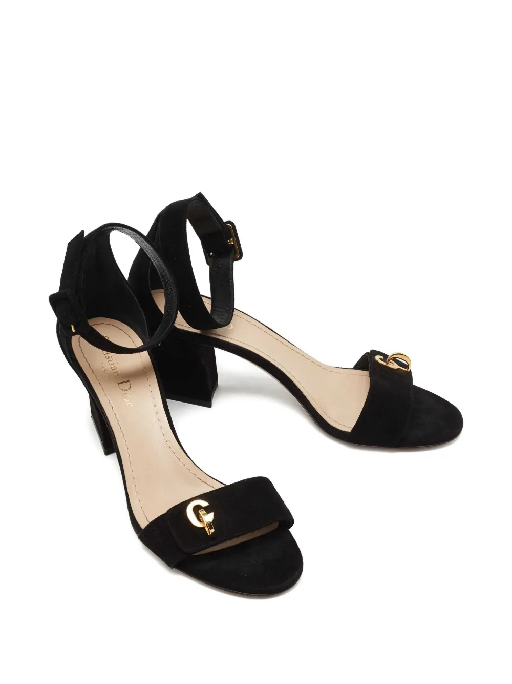 Christian Dior Pre-Owned 75 mm suède sandalen met gesp - Zwart