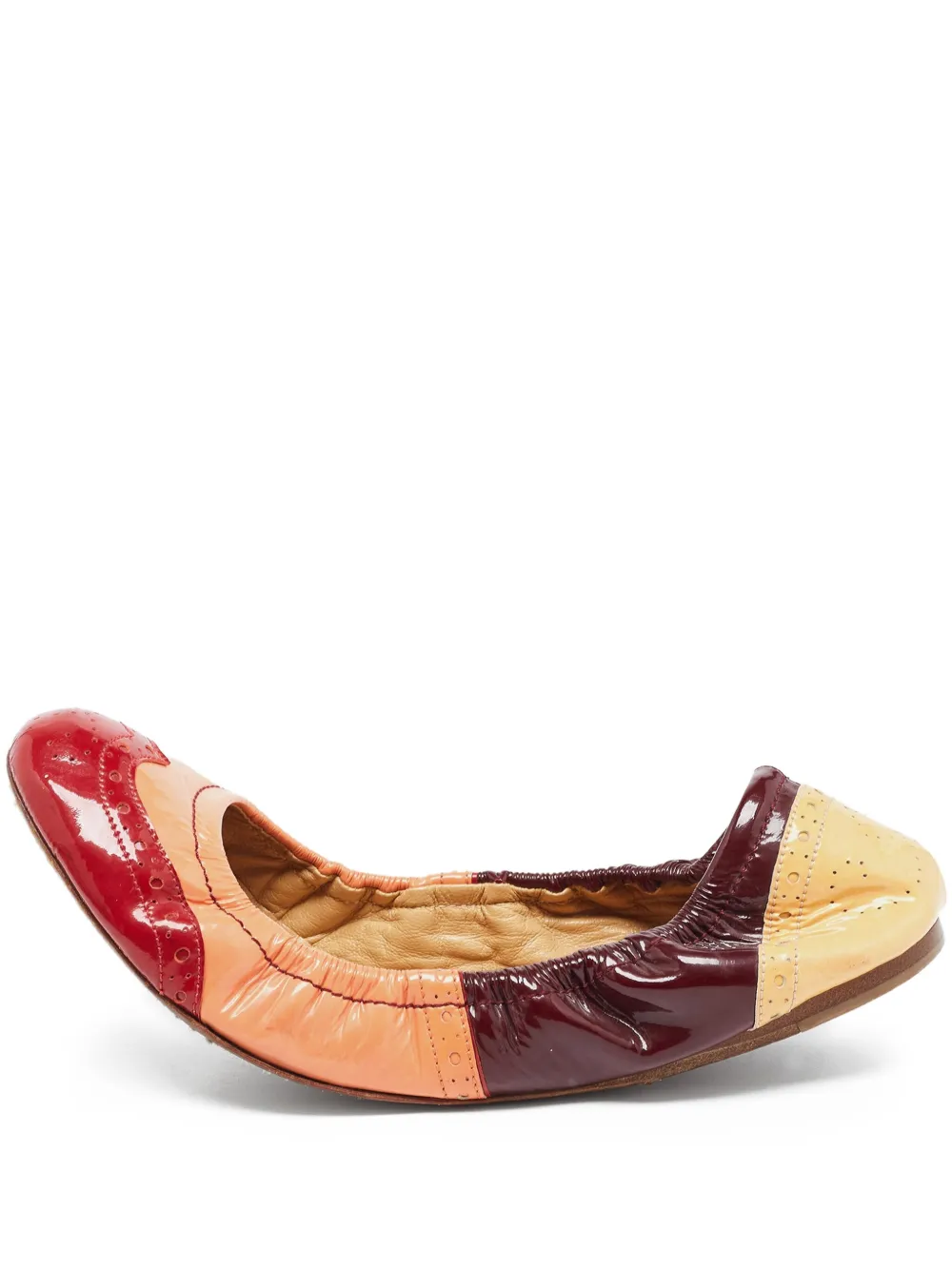 Pre-owned Miu Miu Patchwork Patent Ballet Flats
