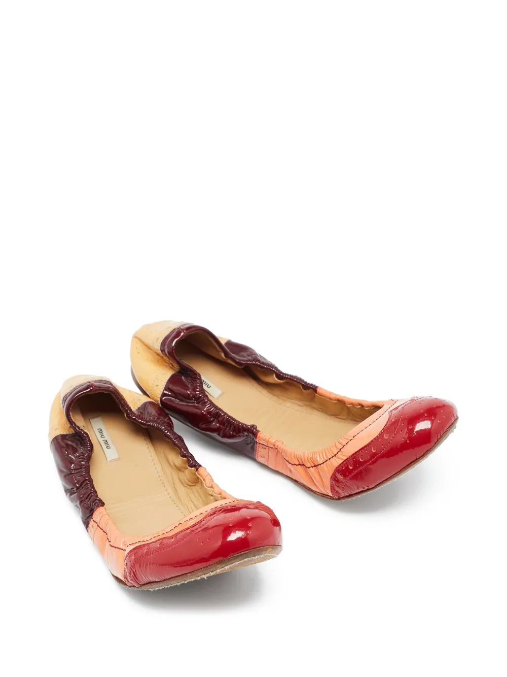 Miu Miu Pre-Owned patchwork patent ballet flats | Image 2